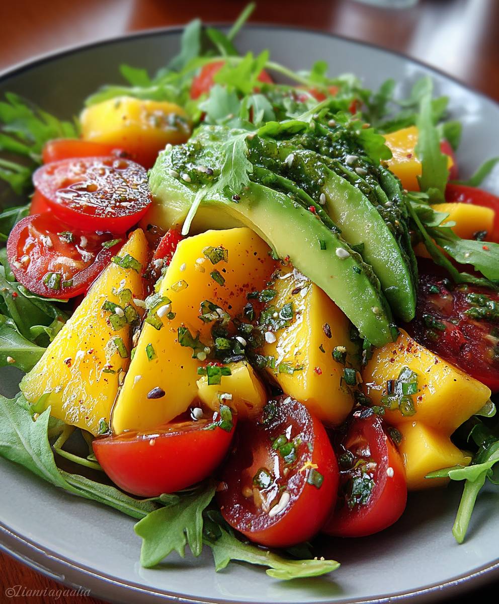 Salade roquette avocat mangue