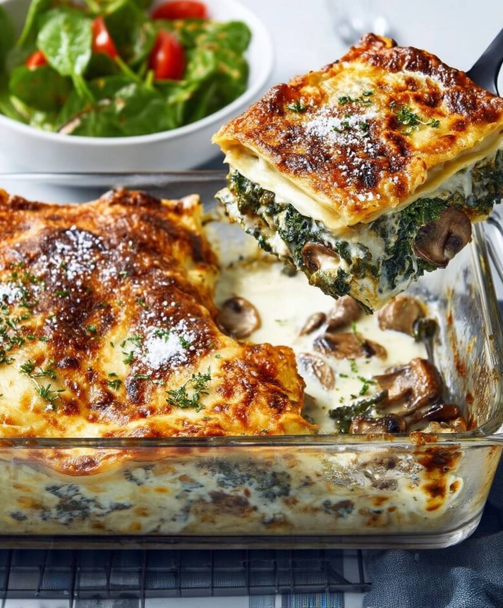 Lasagnes chou kale champignons