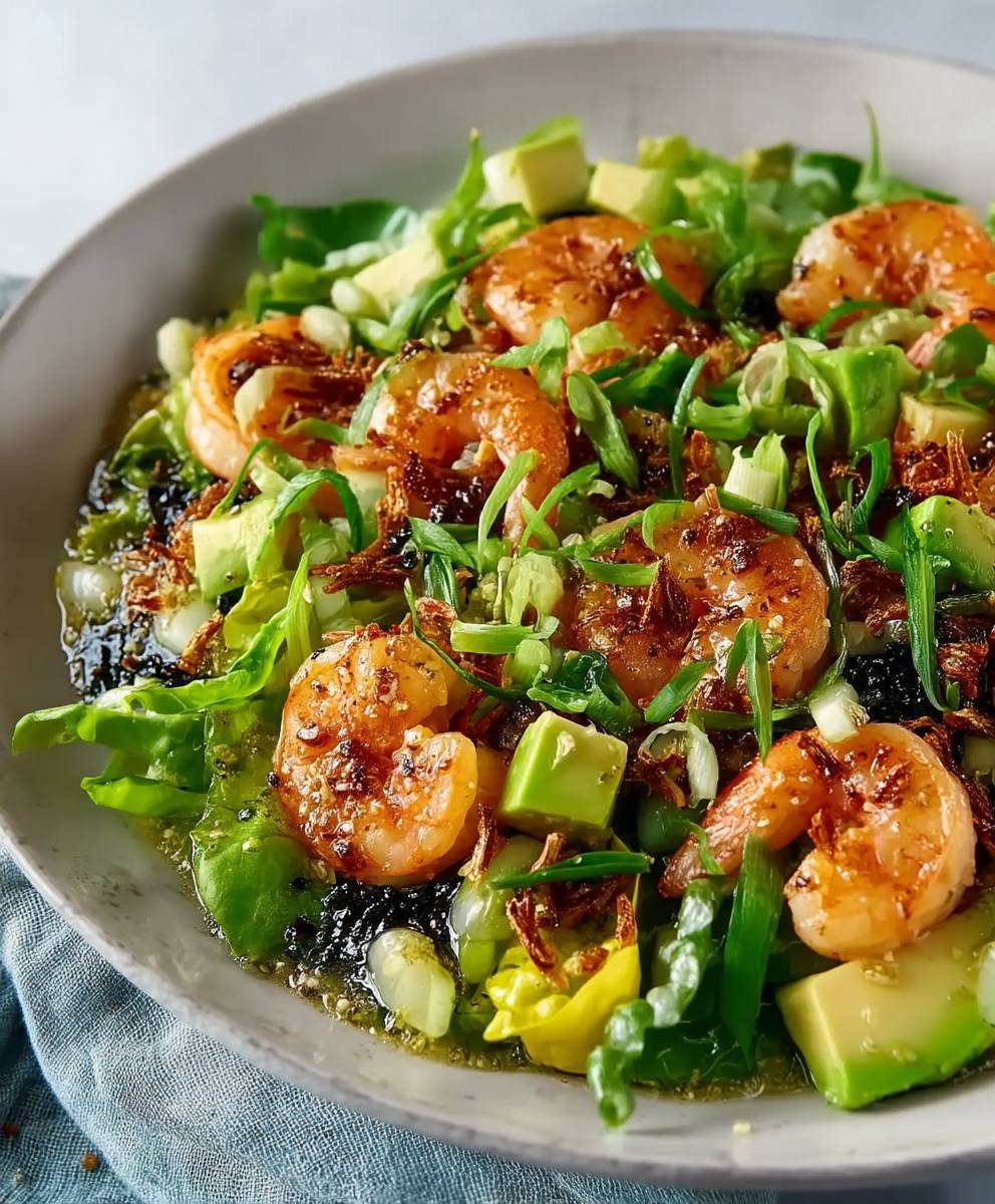 Salade poireaux avocat crevettes mâche