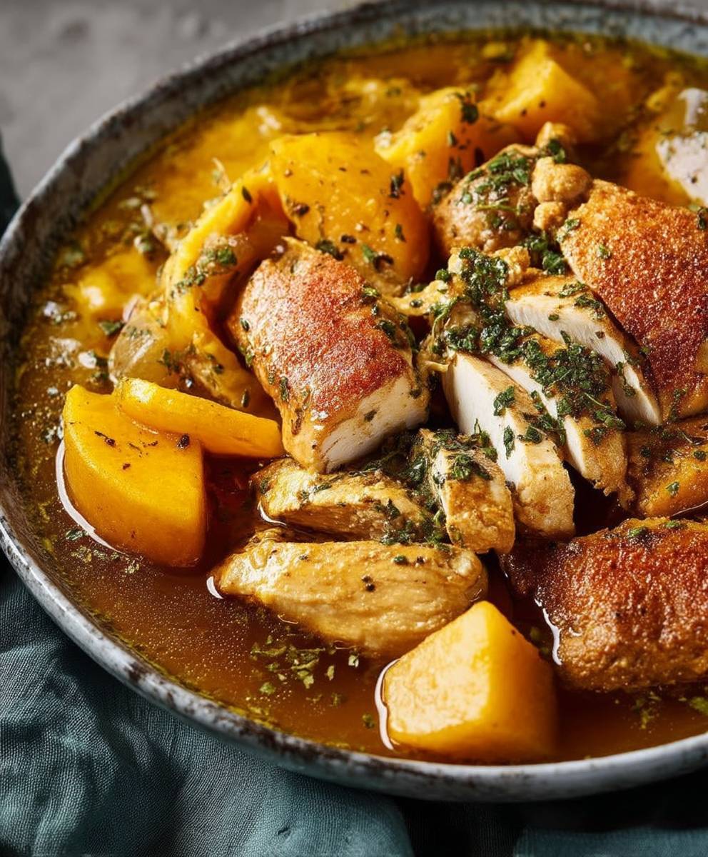 Poulet sucré salé mijoté