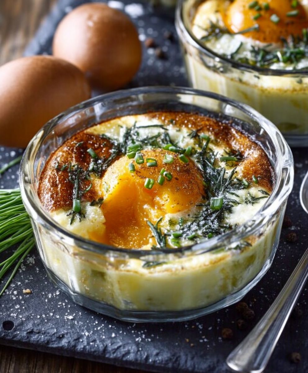 Oeufs cocotte aux poireaux