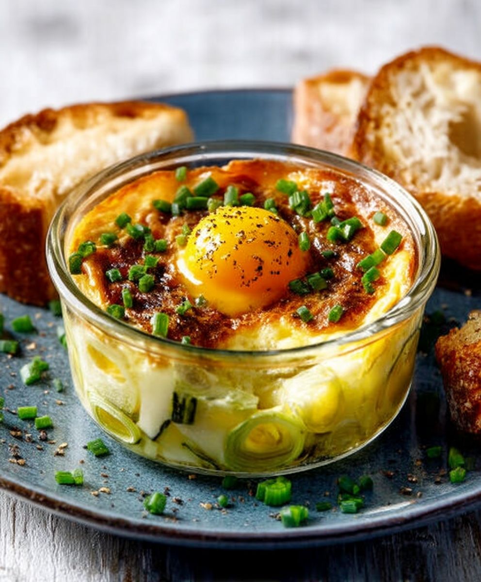 Oeuf cocotte poireaux