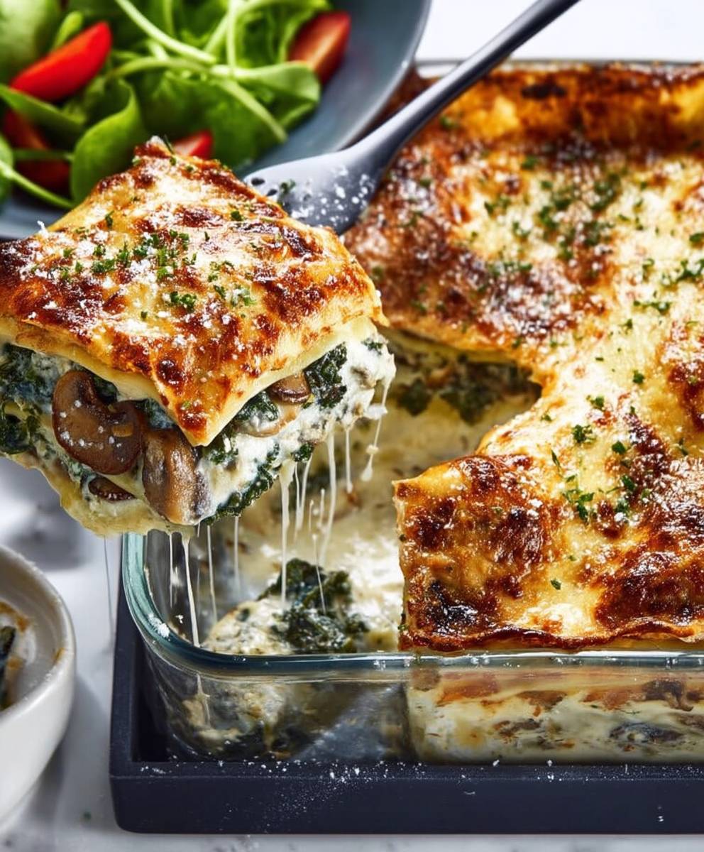 Lasagnes chou kale champignons