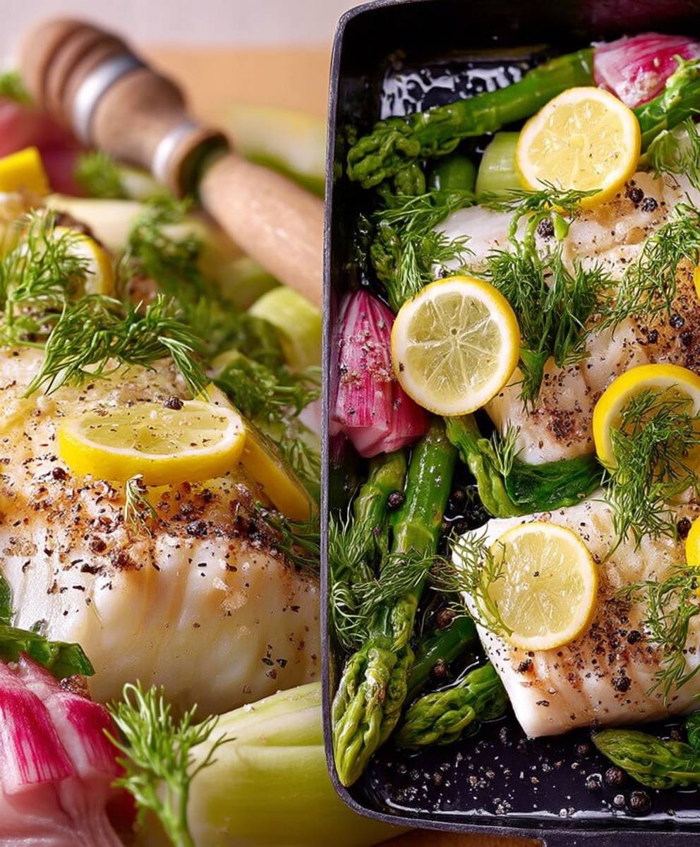 Poisson citron asperges