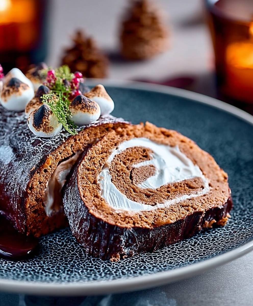 Bûche roulée éclats de meringue