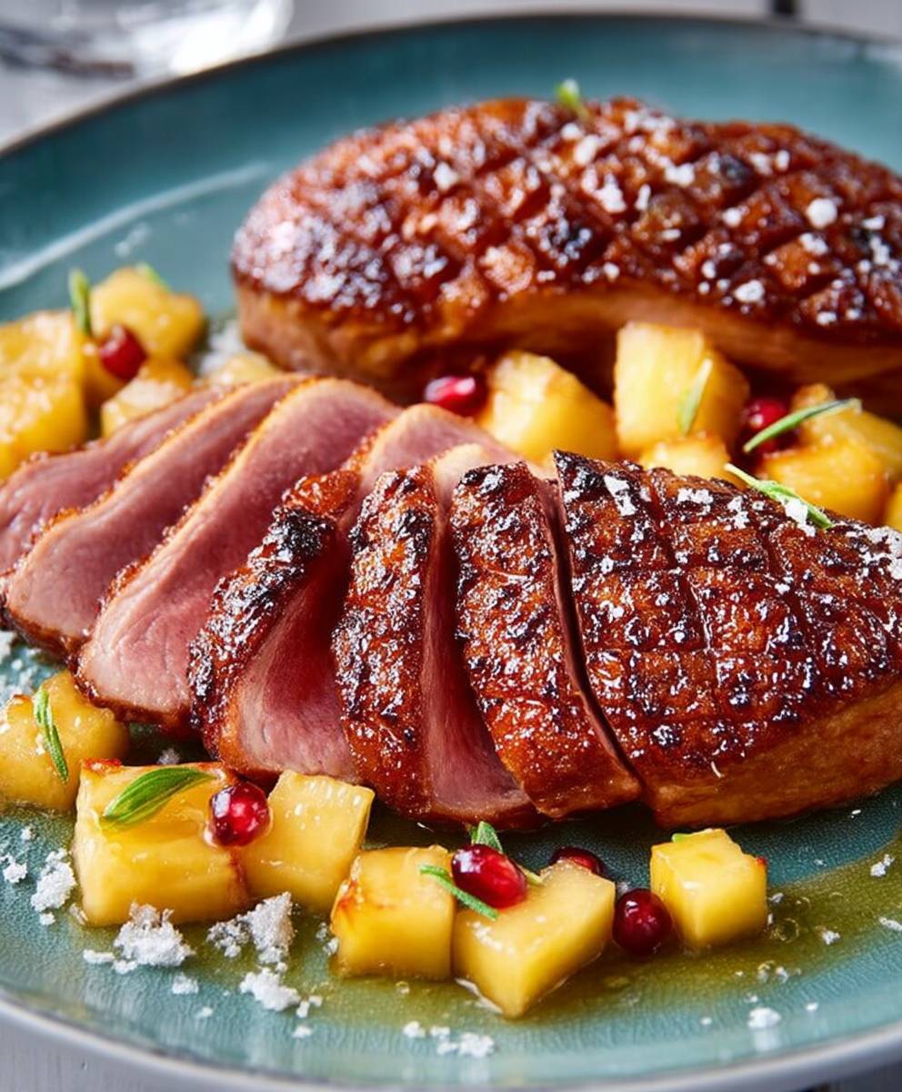 Magret de canard pommes miel