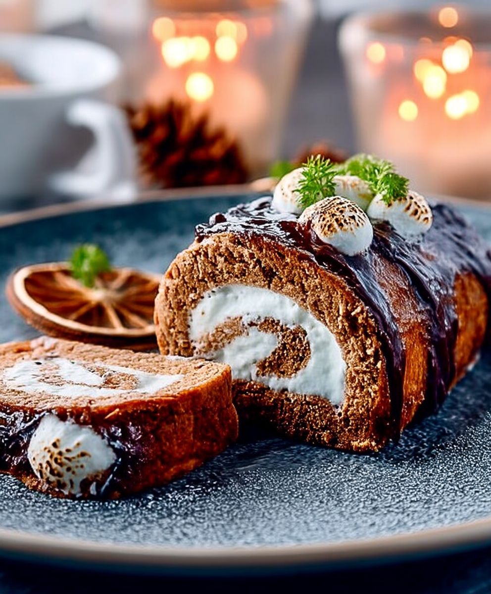 Bûche roulée éclats de meringue