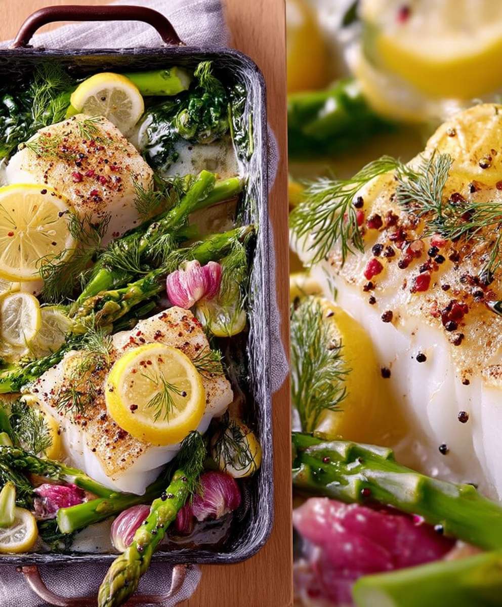 Poisson citron asperges