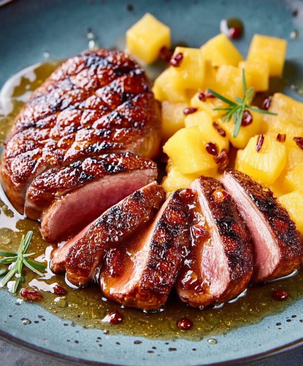 Magret de canard pommes miel