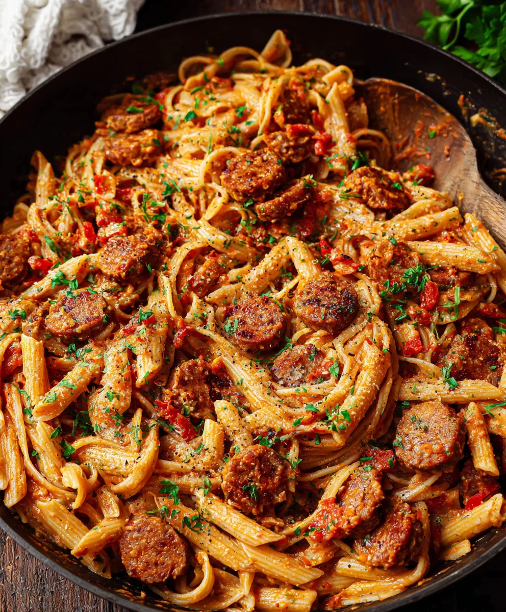 Recette Pâtes Saucisse Bœuf Cajun Gourmandes & Faciles