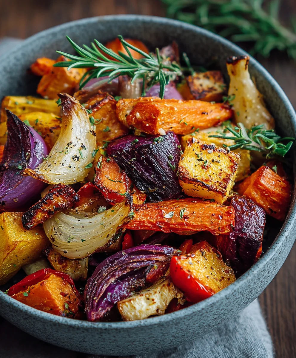 Bol réconfortant de légumes racines rôtis d'automne