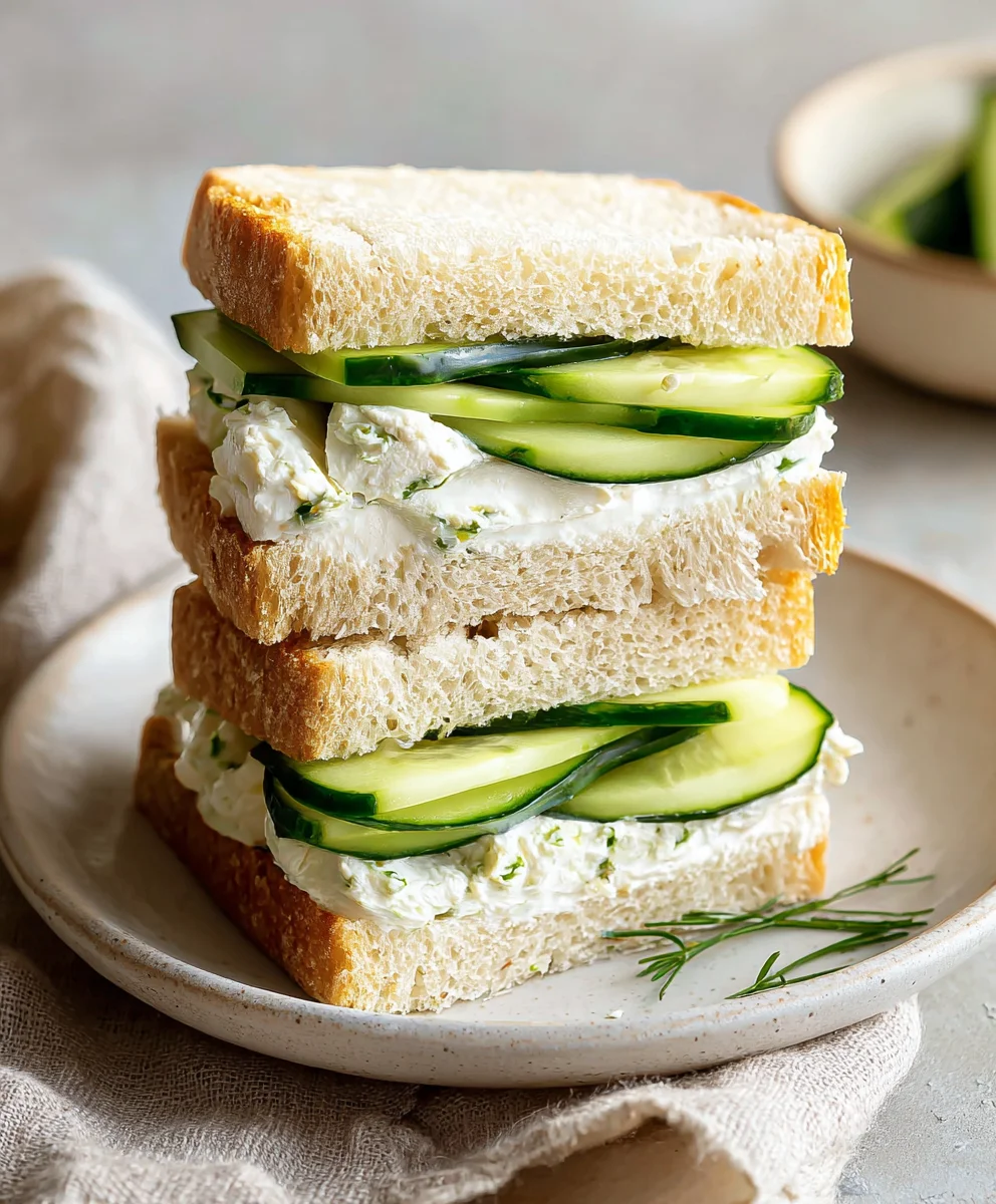 Délicieux Sandwichs Concombre Fromage Frais Boîte à Lunch