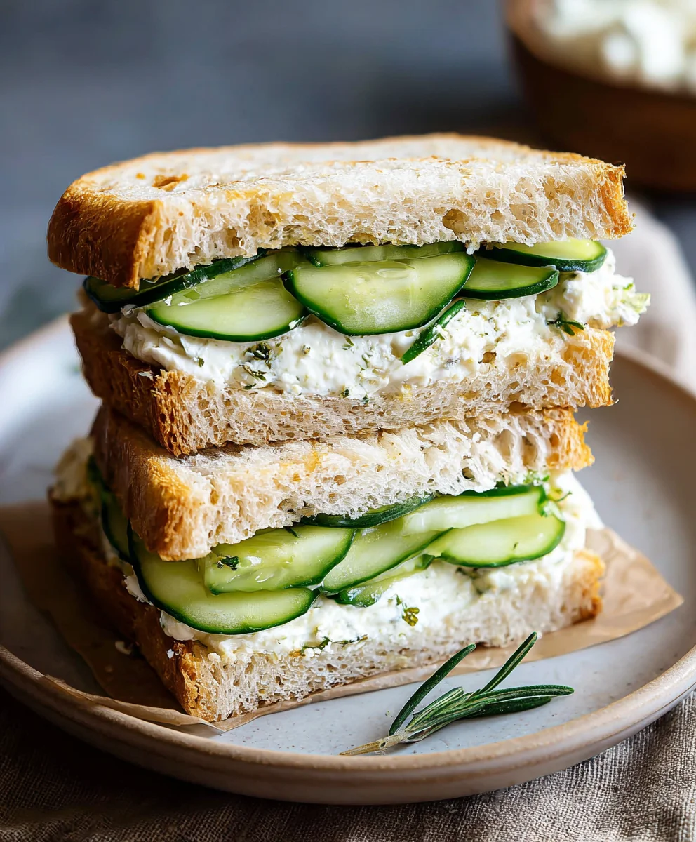 Délicieux Sandwichs Concombre Fromage Frais Boîte à Lunch