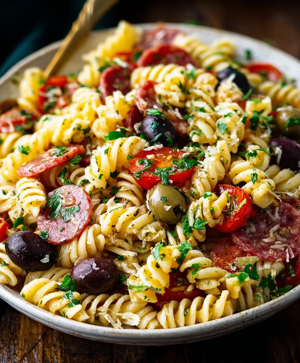 Délicieuse Salade Pâtes Italienne Bœuf Salami Olives