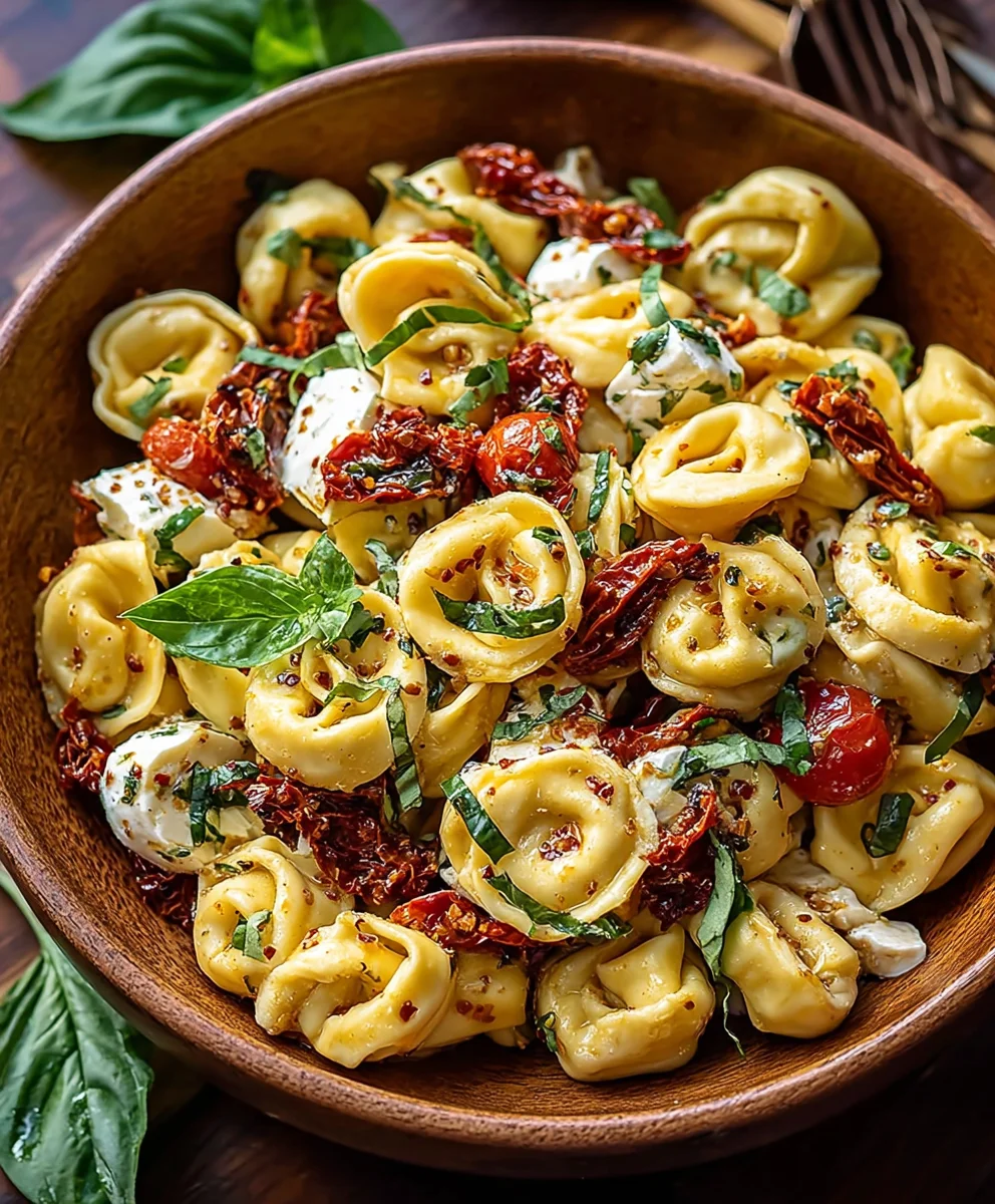 Salade de pâtes tortellini aux tomates séchées: délice estival!