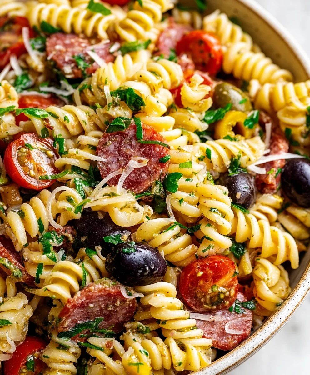 Délicieuse Salade Pâtes Italienne Bœuf Salami Olives