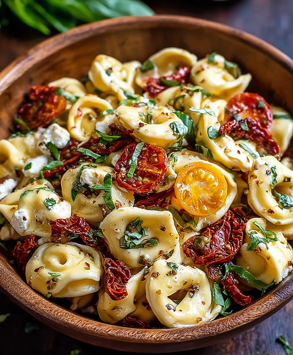 Salade de pâtes tortellini aux tomates séchées: délice estival!