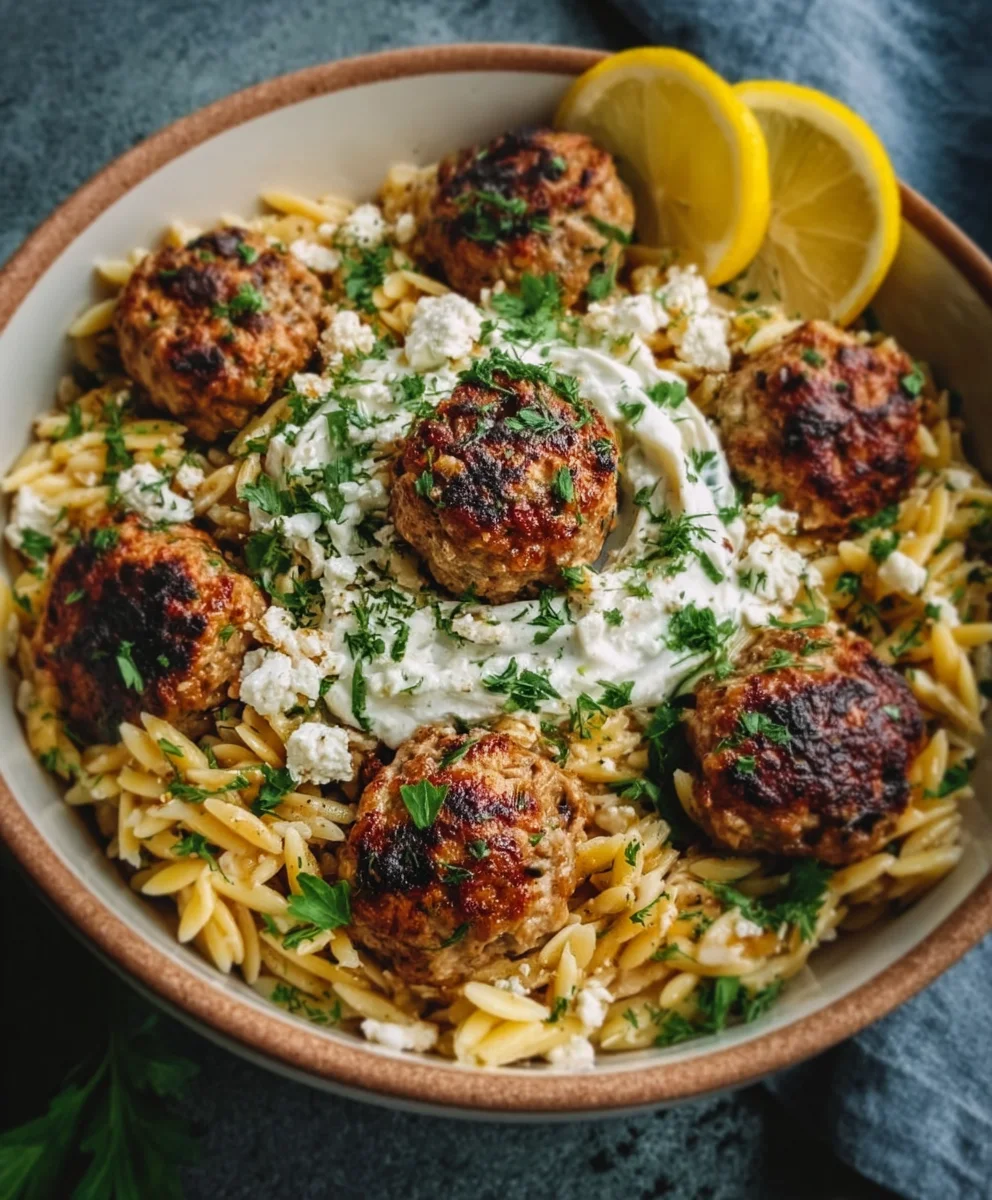 Boulettes Grecques Orzo Citronné : Crème Feta Onctueuse