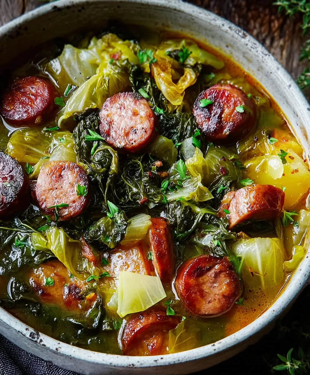 Chou Vert Braisé aux Saucisses: Plat Rustique Réconfortant