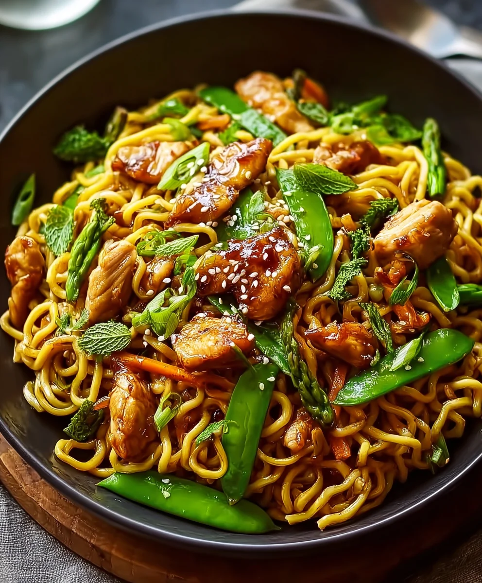 Recette Facile: Nouilles Sautees Au Poulet Caramelisé Maison