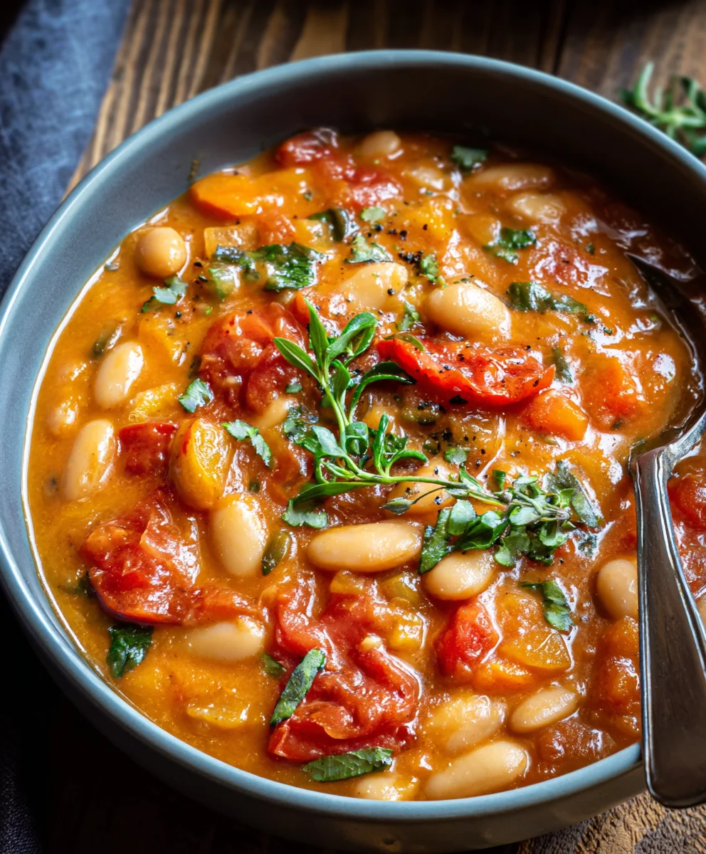 Ragoût Crémeux Tomates-Haricots Blancs : Repas Gourmand Veggie