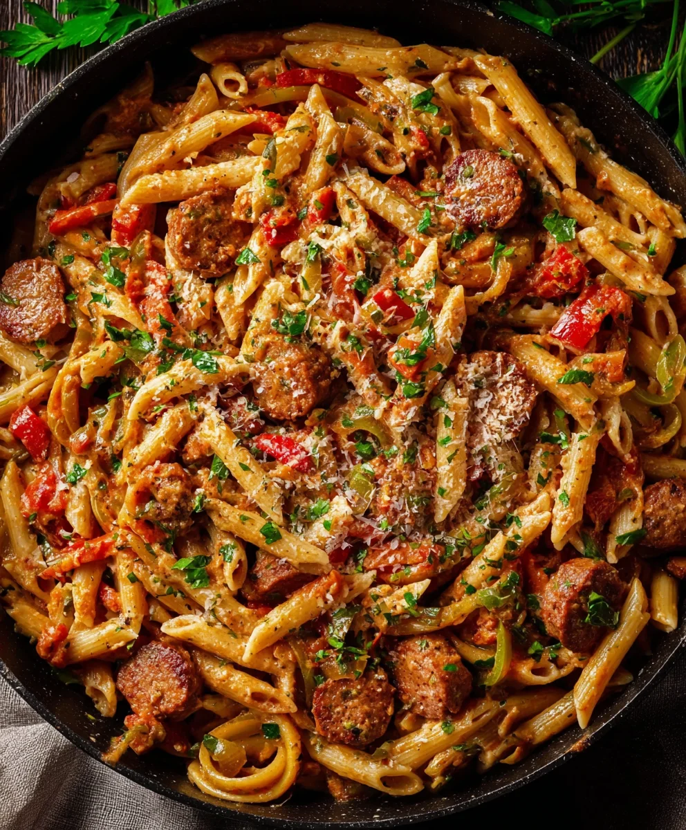 Pâtes Saucisse de Bœuf Cajun Crémeuses : Recette Facile