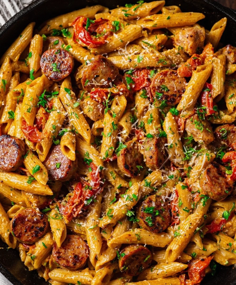 Pâtes Saucisse de Bœuf Cajun Crémeuses : Recette Facile