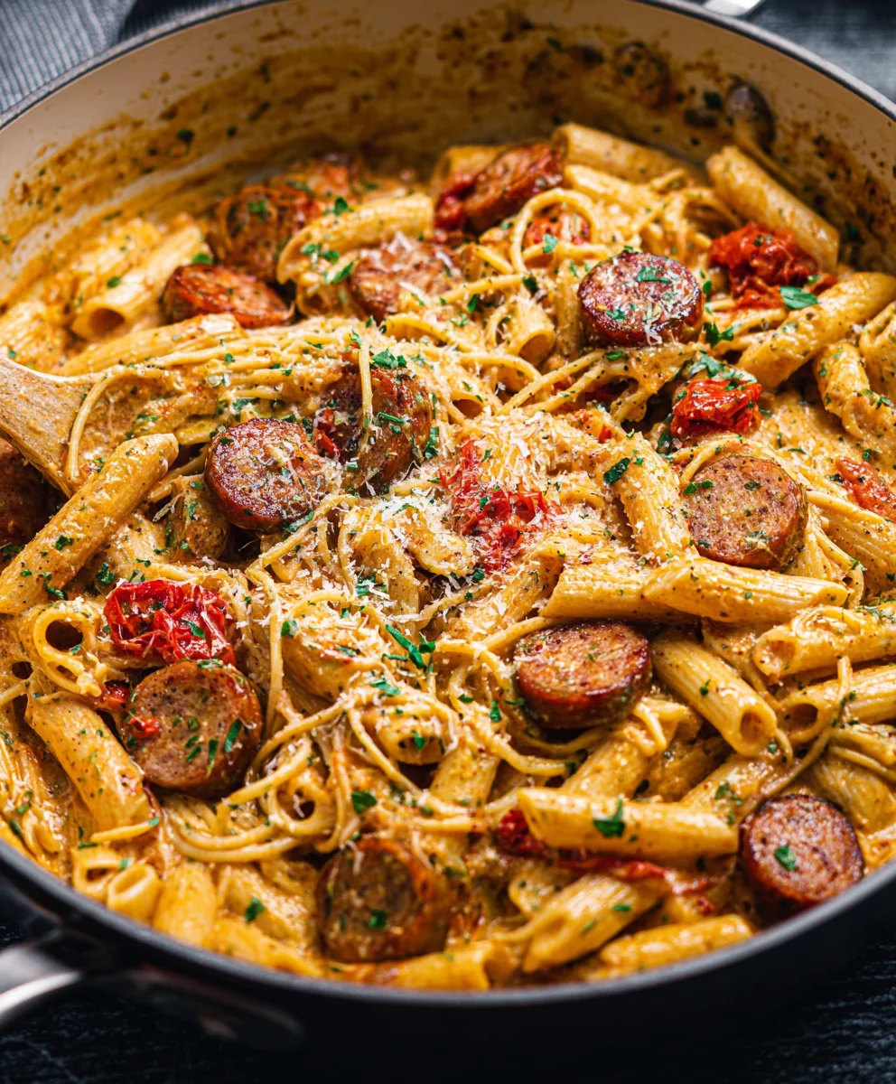 Pâtes Crémeuses Saucisse Cajun Min (Sans Alcool)